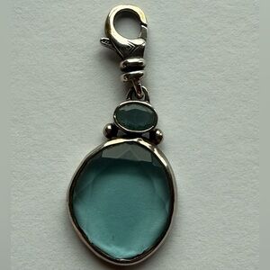 Silpada “Splash of Sass” .925 Sterling Silver Blue Faceted Teardrop Dangle Charm
